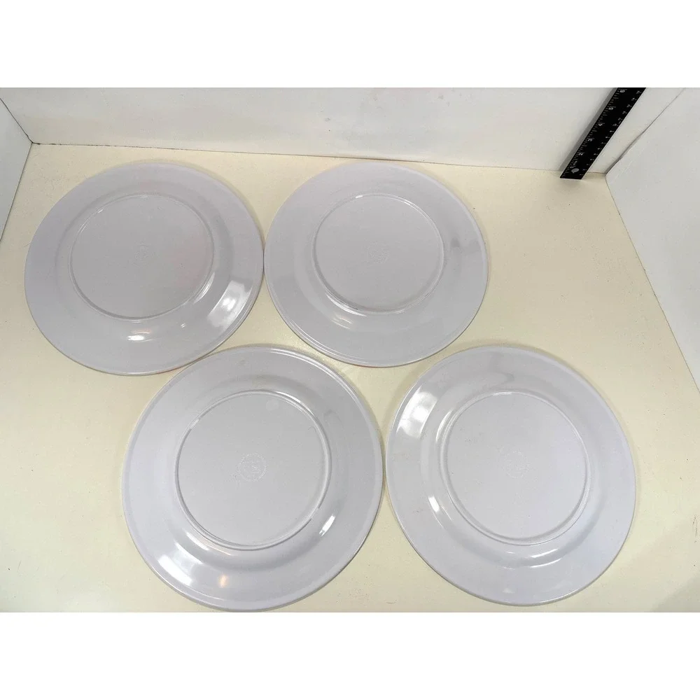 VTG Style Melamine Floral Plate Set 10pc Retro Orange Green Yellow Flower Set